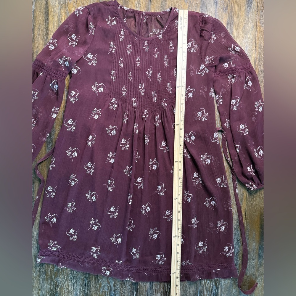 Abercrombie & Fitch Floral Burgundy Lined Dress Size XS - Picture 9 of 14